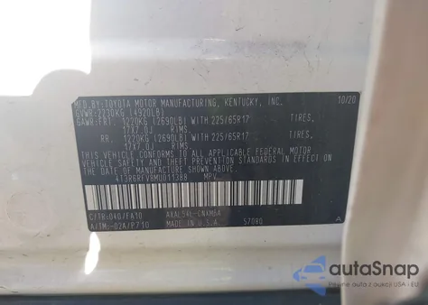 2021 Toyota Rav4 Hybrid Xle z USA, uszkodzony, nr VIN 4T3R6RFV8MU011388